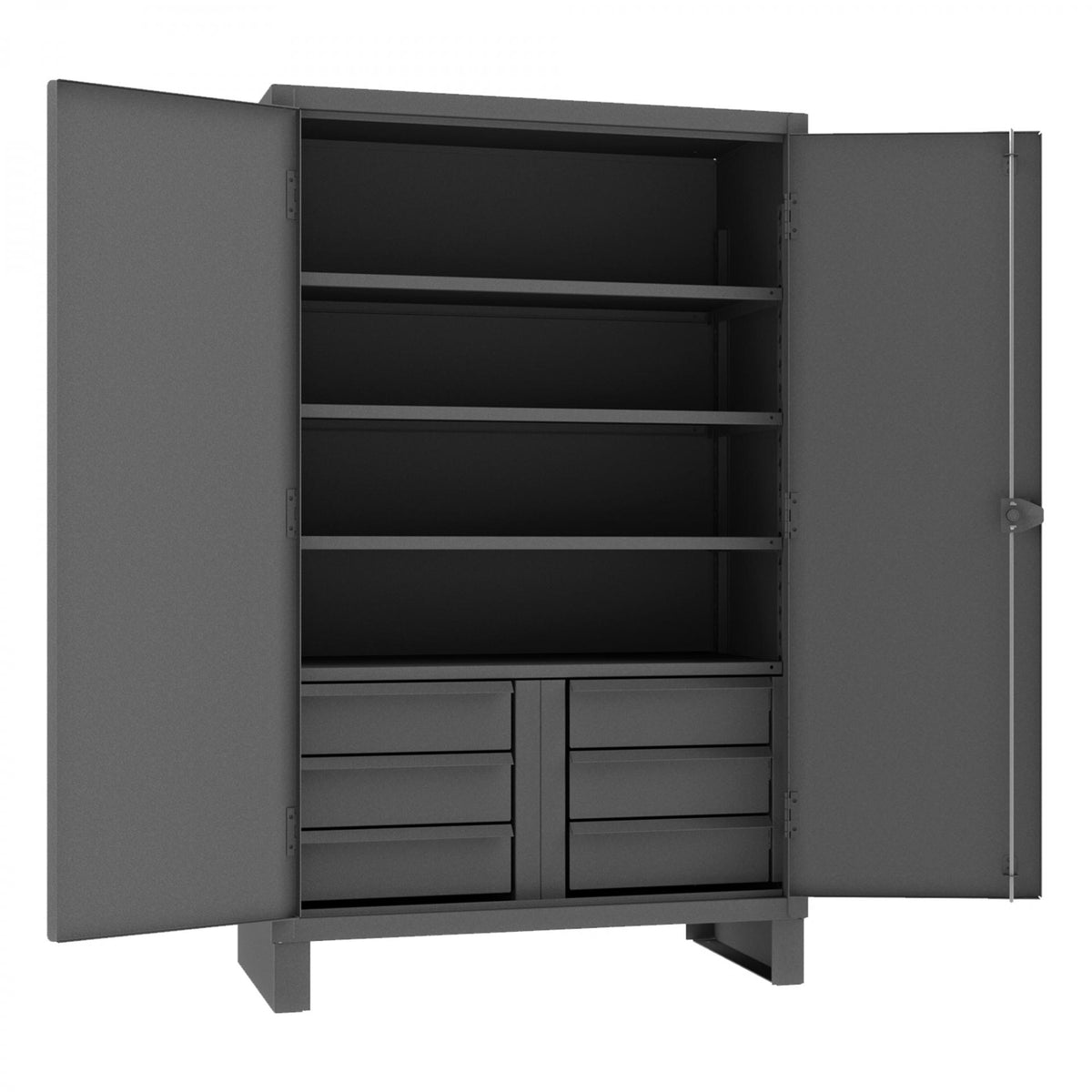 Extra Heavy Duty Cabinet, 12 Gauge, 4 Shelves, 6 Drawers, 48 x 24 x 78