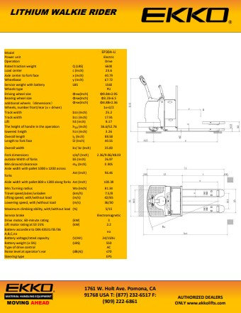 EKKO EP30A-Li Lithium Rider Pallet Jack 6600lbs. Capacity