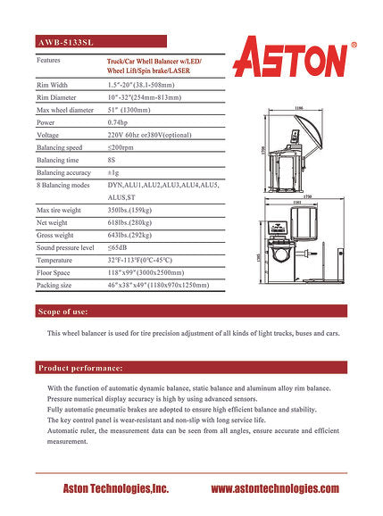 Aston® | Truck Tire Changer and Wheel Balancer Combo 3600-5133