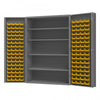 Durham Deep Door Bin Cabinet, 14 Gauge, 4 Shelves, 128 Yellow Bins, 48 x 24 x 72 (DC48-128-4S-95)