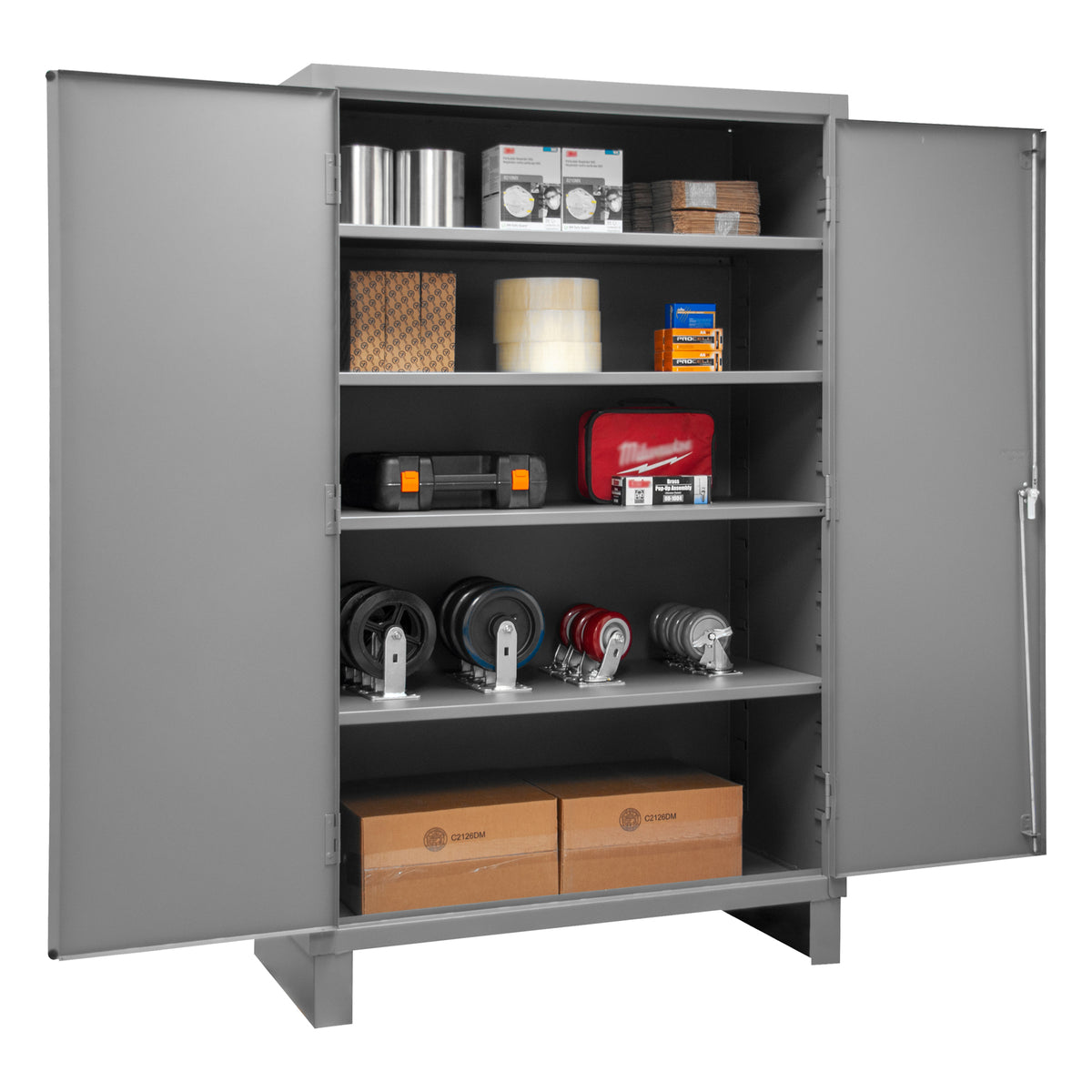 Cabinet, 14 Gauge, 4 Shelves, Legs, 48 x 24 x 78